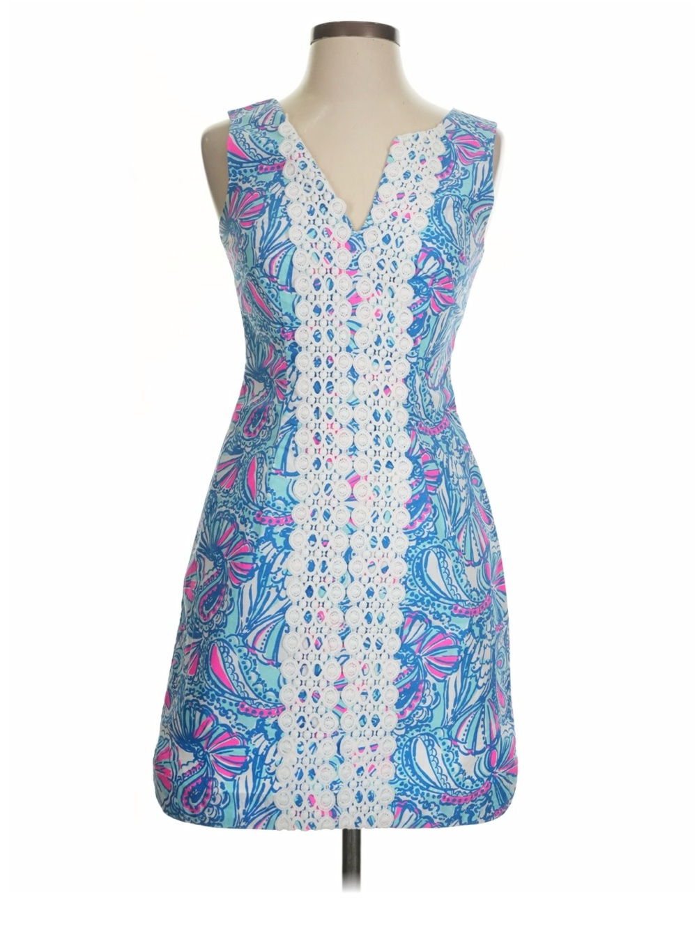 Lilly Pulitzer for Target Blue and Pink Paisley Lace-Trim Sheath Dress